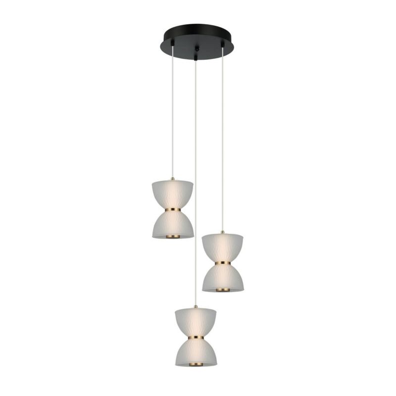 Lampa wisząca Italux Tica 0349 biało-czarna-złota dekoracyjna wbudowany LED 22W 1 szt.