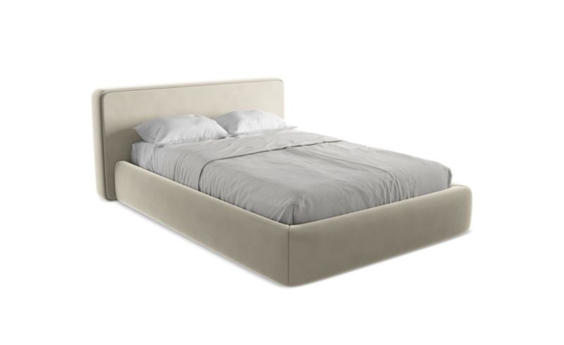 Łóżko LaMiaSofa Kiana z weluru 140x200 perłowy 1 szt.