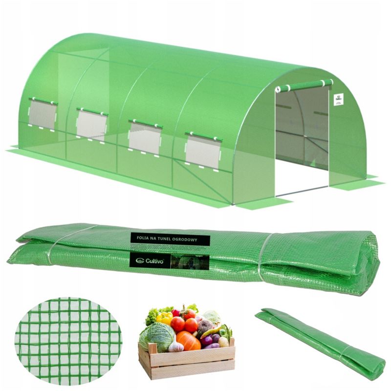 Folia Cultivo Zamienna Na Tunel Ogrodowy Szklarnia 3x6x2 Zielony Podwójne Drzwi Uv4 1 szt