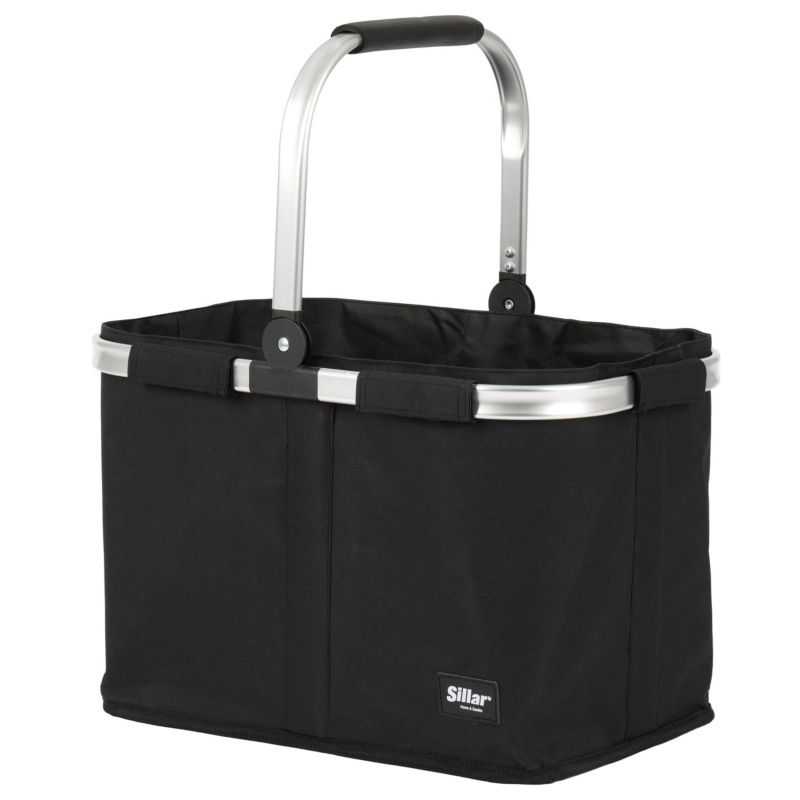 Kosz na zakupy, Sillar, składany, wodoodporny, 30L, torba, ze wzmocnionym dnem, czarny, 1szt