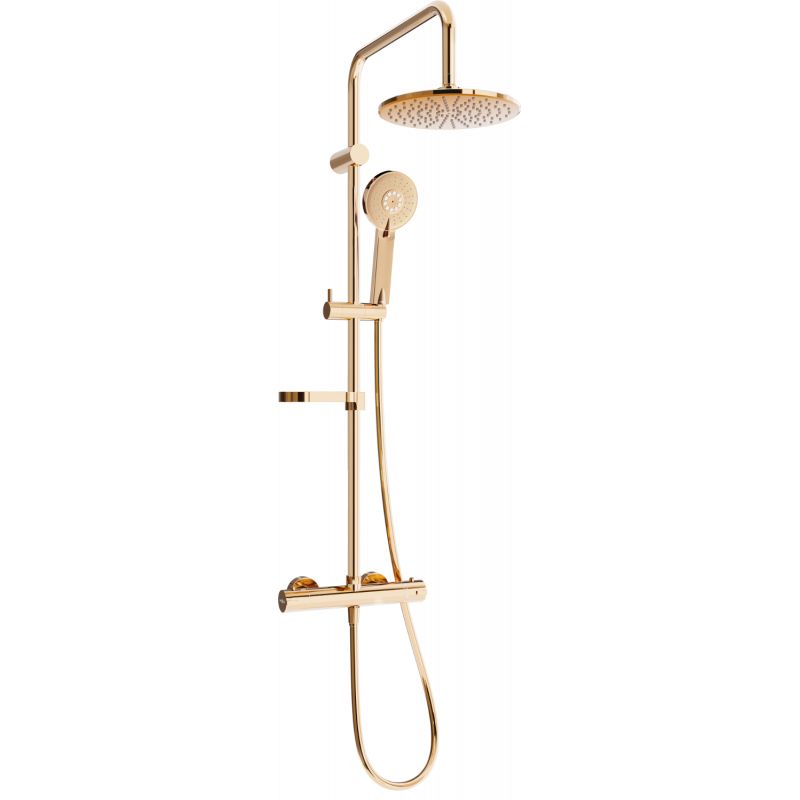 Zestaw prysznicowy natynkowy z deszczownicą i baterią termostatyczną Mexen Kai różowe złoto 1 szt.