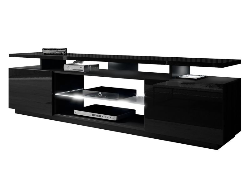 Szafka RTV MIRJAN 24 Eva z oświetleniem LED czarny połysk 1 szt.