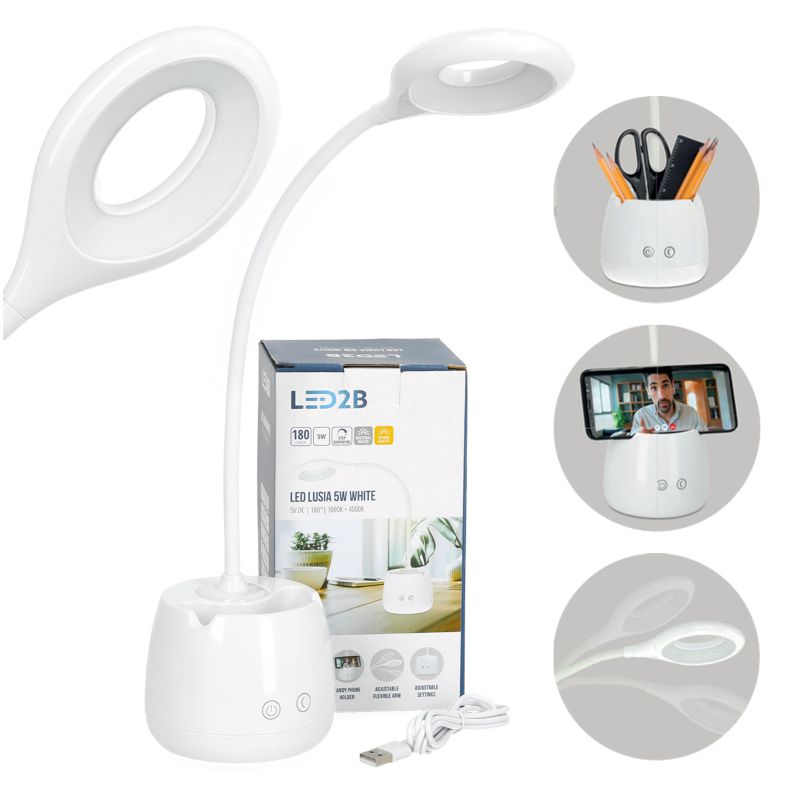 Lampka biurkowa LED bezprzewodowa Kobi 5W biała 1szt.