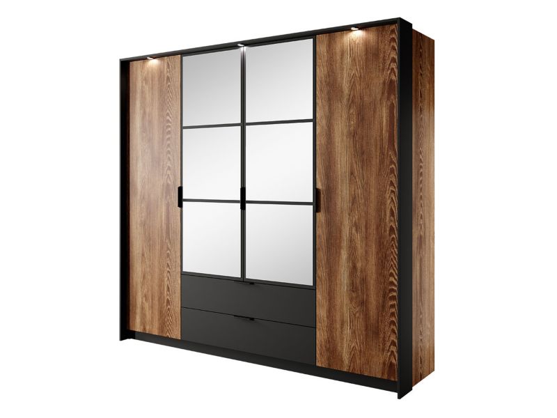 Szafa MIRJAN 24 ubraniowa Milton 220 z oświetleniem kasztan/antracyt 1 szt.