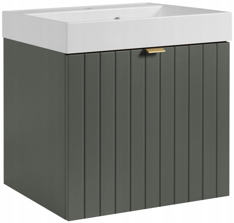 Szafka pod umywalkę Furnidea 50 cm zielony z umywalką marmur syntetyczny 50 cm Harmo 1 szt.