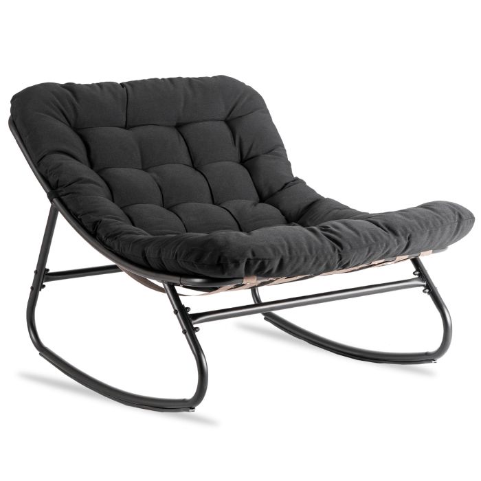 Fotel Bujany Mebel Elite AURORA Ogrodowy Bujak Wypoczynkowy Do Salonu Na Taras Czarny 1 szt