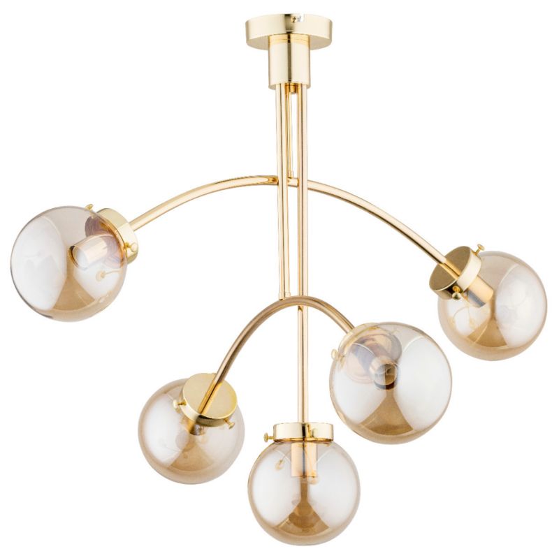 Żyrandol Alfa Lusco złoto-bursztynowy wym: 61 x 74 x 74 cm 5xE14 x 40W 1 szt.