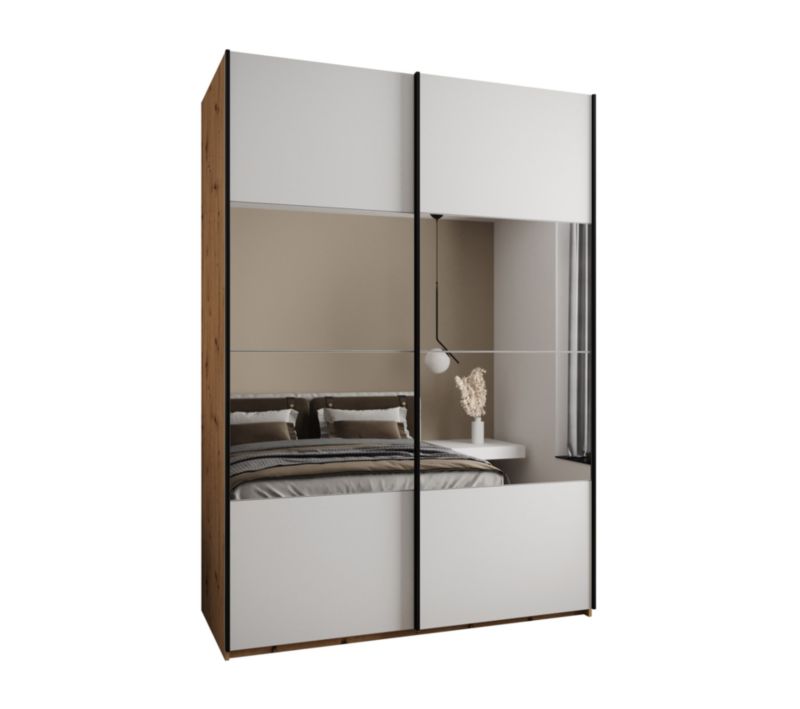 Szafa przesuwna Abiks LUX 4 wysoka szer.170cm artisan/biały/czarny 1szt.