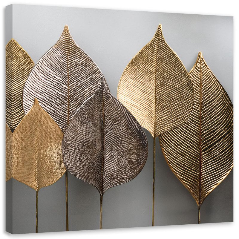 Obraz na płótnie Feeby Minimalizm Złote Liście Abstrakcja 40x40cm 1szt