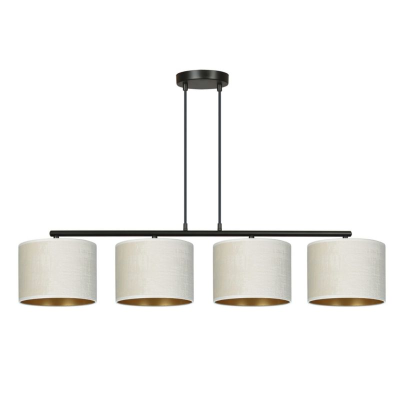 Lampa sufitowa wisząca Emibig Hilde 4268 czarno-beżowa-złota abażury tekstylne 4xE27 x 15W 1 szt.