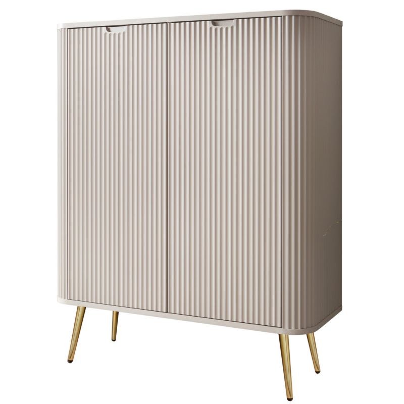 Komoda dwudrzwiowa Bettso Zova 103 cm wysoka na złotych nogach kaszmirowy beż 1szt.