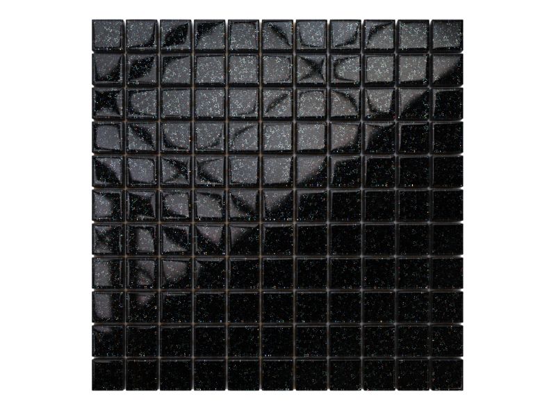 Mozaika szklana Ilcom czarna nero brokat holograficzny 30 x 30 cm 1 szt.