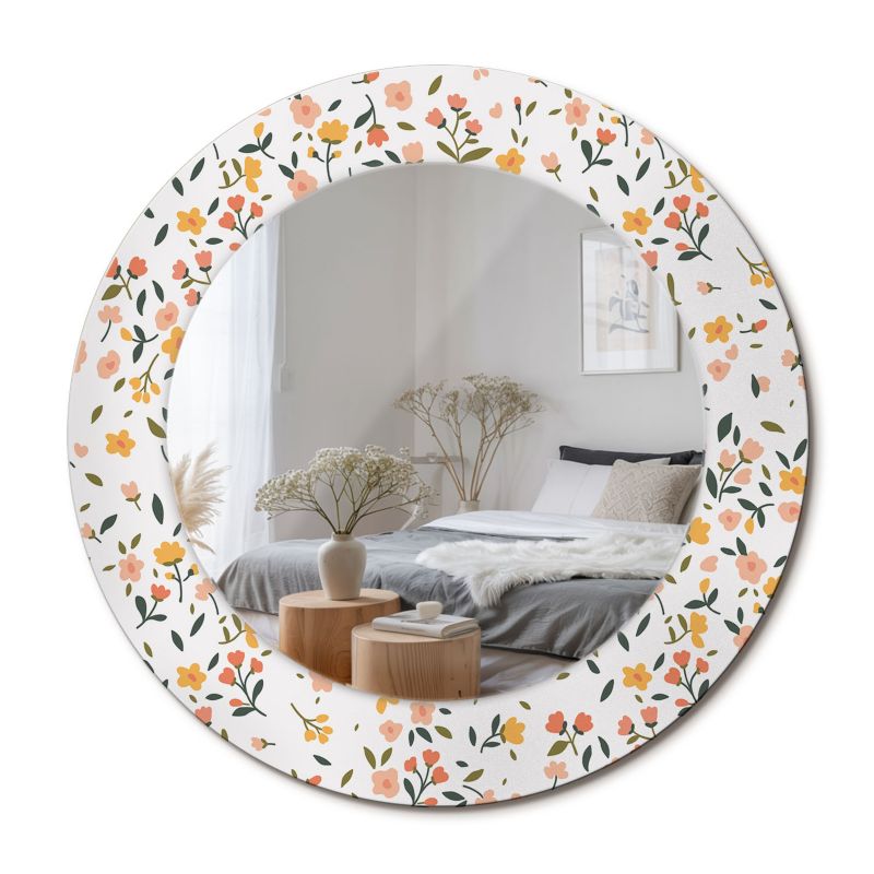 Lustro Wiszące ArtPrintCave 50 cm Małe Kwiatki w Szklanej Ramie z Nadrukiem do Garderoby 1 szt.