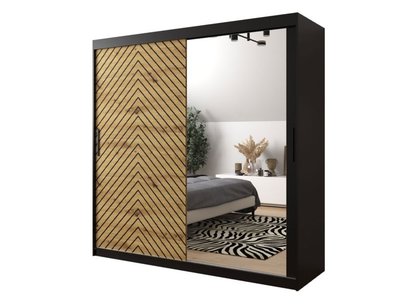 Szafa MIRJAN 24 Jodełka 2 200 czarny / dąb artisan + czarny 1 szt.