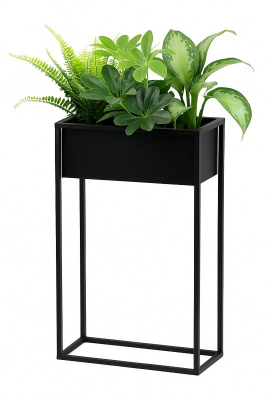 Kwietnik stojący JAKPOL Cubo Loft 60x40cm metalowy czarny 1 szt.