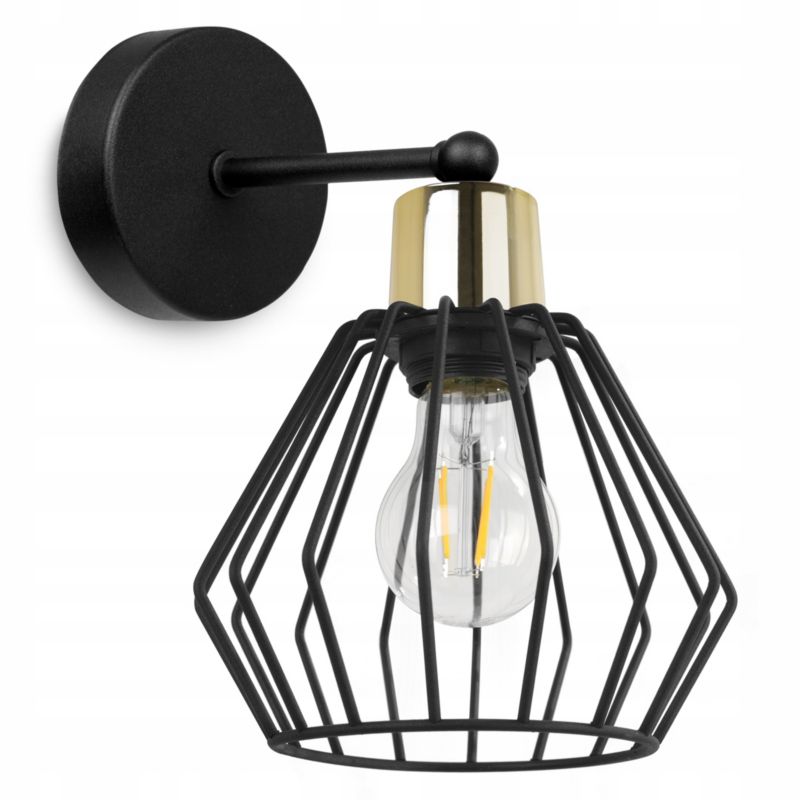 Lampa ścienna kinkiet Light Home LH Nuvola 1x E27 60W krótki czarny/złoty 1szt.