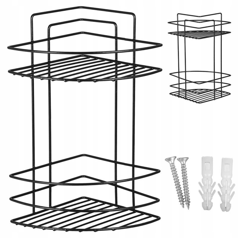 Półka łazienkowa Metlex narożna pod prysznic 2 poziomy czarna 1 szt.