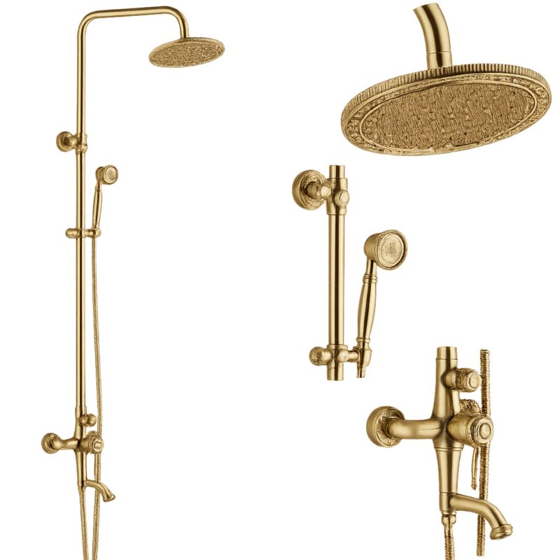 Bateria prysznicowa Lauferi GIVENNA mosiężna z deszczownicą szczotkowany mosiądz retro 1 szt.