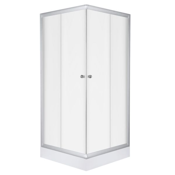 Kabina prysznicowa kwadratowa Kerra Pico 90 cm szkło z fakturą lnu satynowe profile + brodzik 1 szt.