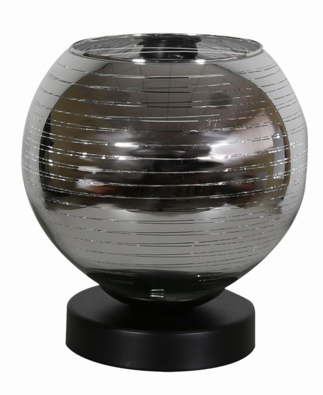 Lampa stołowa Candellux Trio chromowana czarna 1 x E27 x 60W IP20 wym: 19 x 18 x 18 cm szkło - 1 szt.
