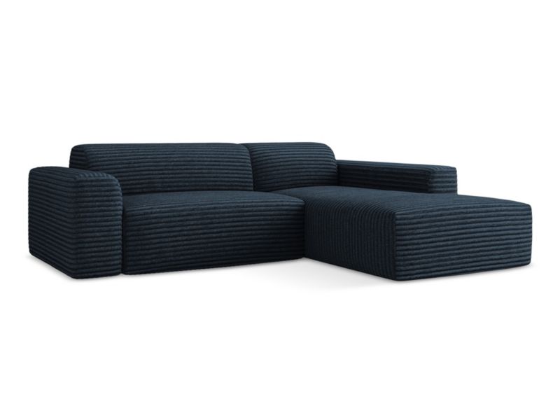 Narożnik prawostronny LaMiaSofa BOVA z tkaniny sztruksowej 270x190 cm królewski niebieski 1 szt.