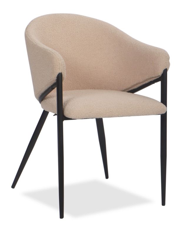 Krzesło tapicerowane New Home GLAMOUR ciemnobeżowe boucle teddy z podłokietnikami 1 szt.