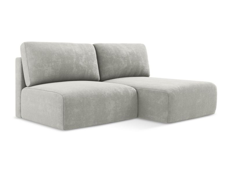Prawy narożnik z funkcją spania LaMiaSofa OSTIA z tkaniny szenilowej 210x149 cm jasny szary 1 szt.
