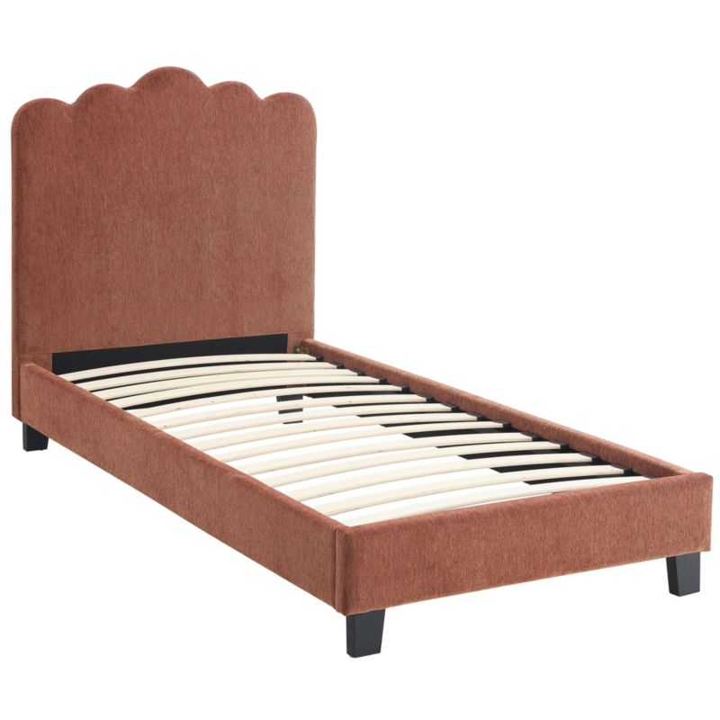 Łóżko Mebel Elite CRATER 90x200 Tapicerowane Pojedyncze Jednoosobowe Do Sypialni Rudy 1 szt