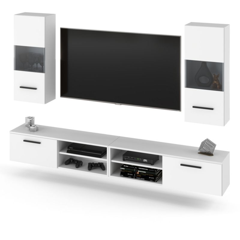 Meblościanka Hurtownia-Mebli 4 Drzwi Bandle 240cm Biały Mat Biały Mat 240x40x135 cm 1szt.