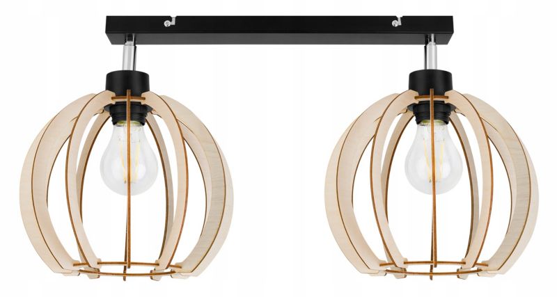 Lampa sufitowa wisząca Light Home LH Timber 2x E27 60W 24cm czarny 1szt.