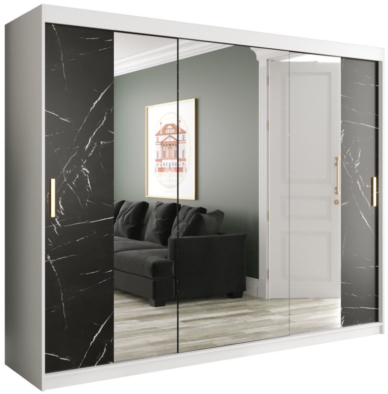 Szafa przesuwna Garderoba Abiks Marmur T2 250 biały + czarny 1 szt.