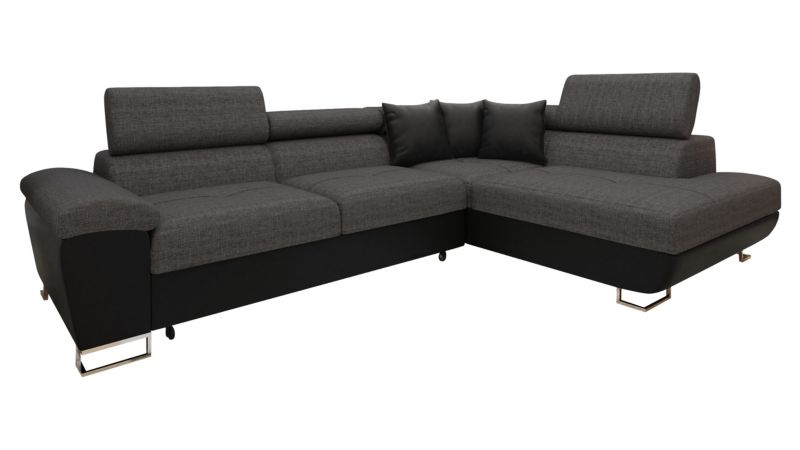 Narożnik z funkcją spania MIRJAN 24 Cotere prawy czarna ekoskóra/grafitowy/czarna ekoskóra 1 szt.