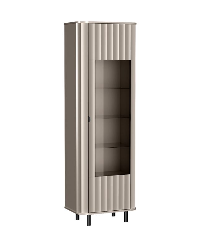 Witryna NOVADO 200 cm Clay Gray frezowane fronty czarne nogi nowoczesna 1 szt.