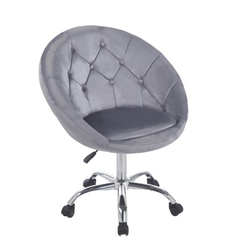 Fotel podnoszony JUMI elegancki obrotowy welur na kółkach RUNDO szary 1 szt.