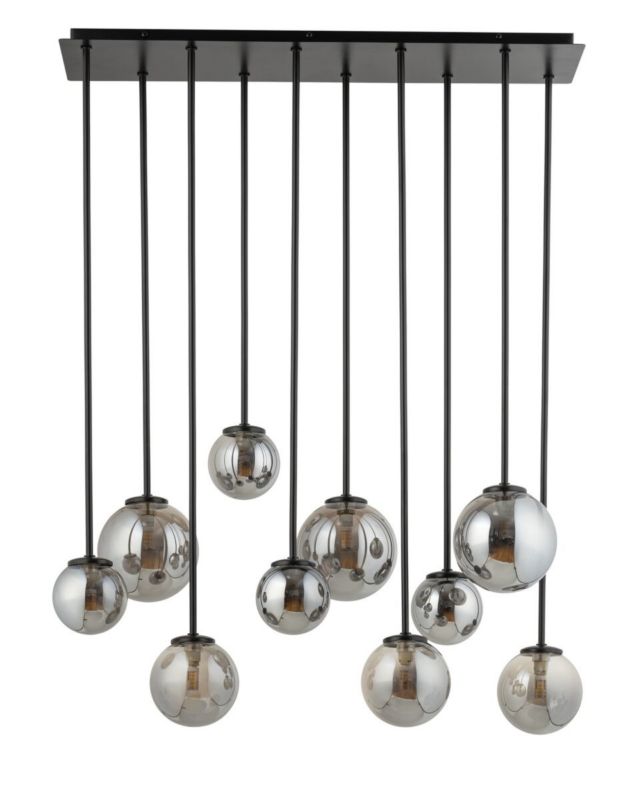 Lampa wisząca Sigma Lighting Tulia czarno-szara kaskadowa szklane kule 10xG9 x 12W 1 szt.