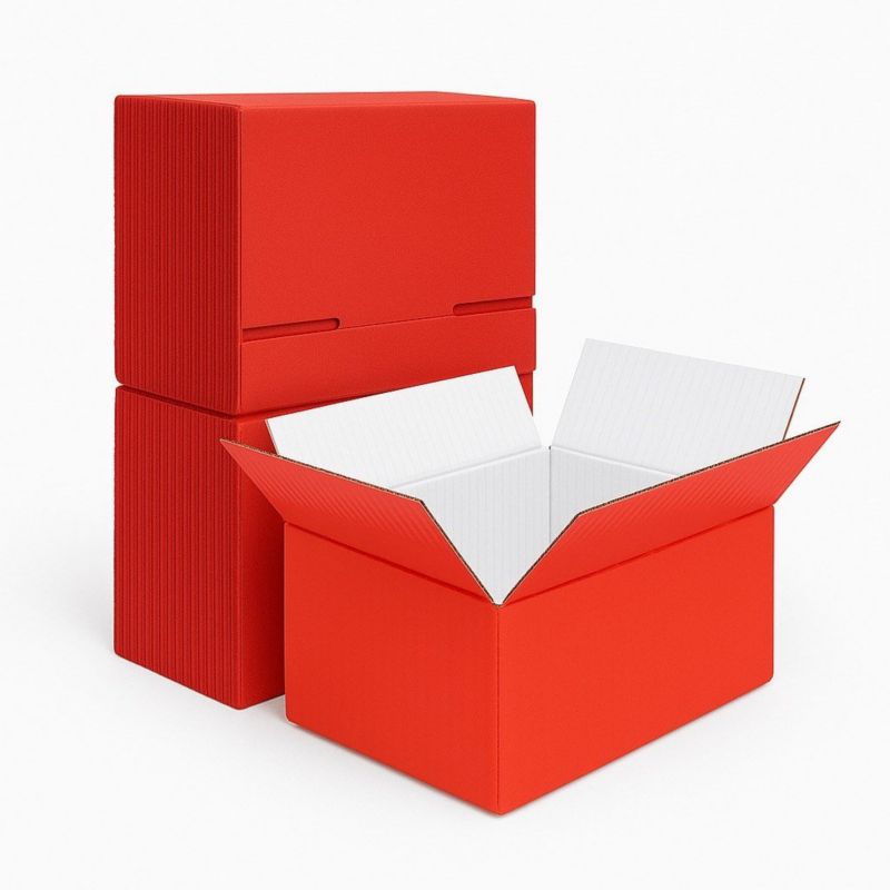 Karton Klapowy Neopak Czerwony 200x120x80 mm - 50 sztuk - Czerwone pudełka 50 szt.