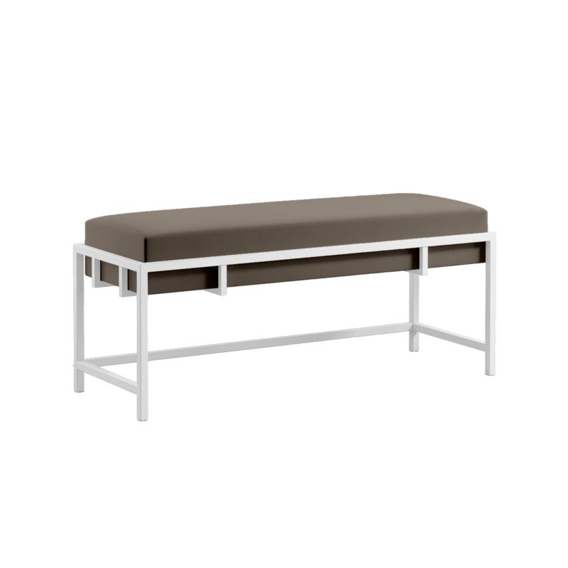 Ławka tapicerowana Bettso Lamo 80 cm nowoczesna w tkaninie royal velvet na białym stelażu szarobrązowy 1szt.