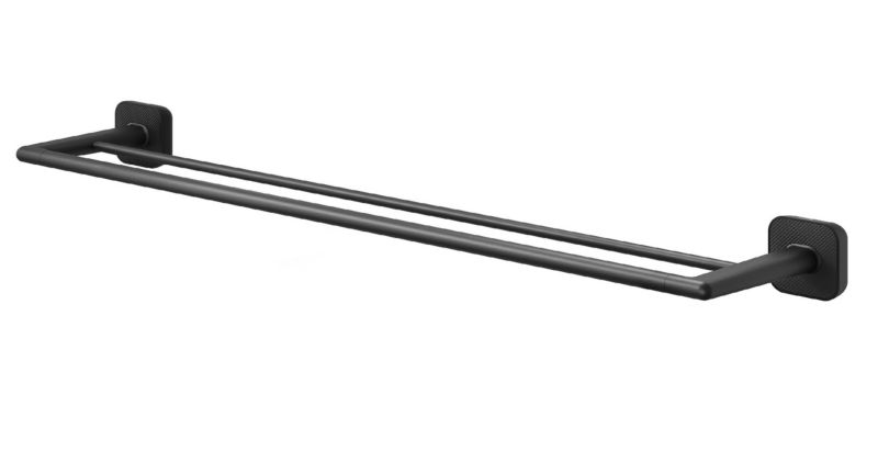 Wieszak na ręczniki podwójny Tiger Carv czarny, montaż bez wiercenia 1 szt.