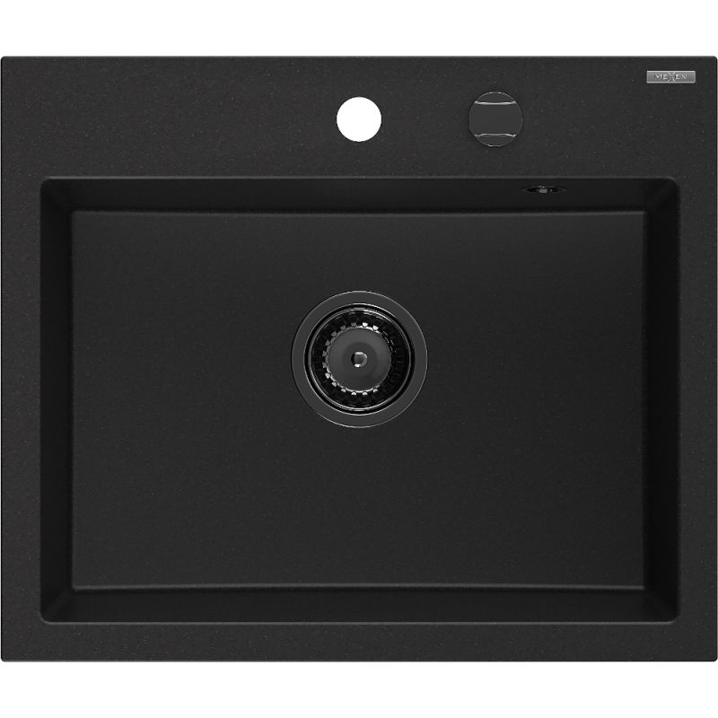 Zlewozmywak granitowy Mexen Oscar 1-komorowy czarny nakrapiany 580x490 mm - 6519581000-76-B 1 szt.