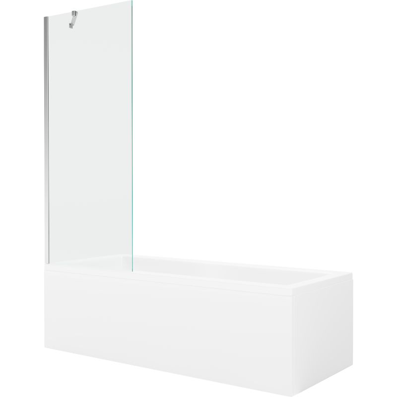 Wanna prostokątna Mexen Cubik 150 x 70 cm z obudową i parawanem 1-skrzydłowym 70 cm transparent chrom 550315070X9507000001 1 szt.