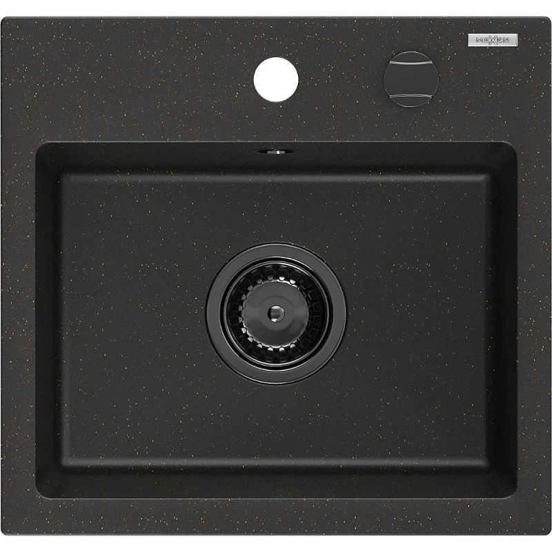 Zlewozmywak granitowy Mexen Milo 1-komorowy z baterią kuchenną Duo beżowy - 6505-69-671701-57-B 1 szt.