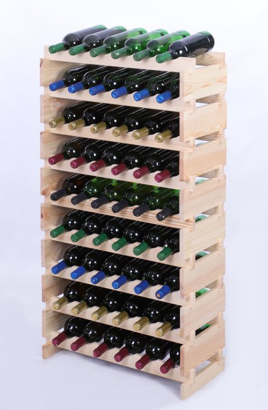 Stojak na wino MODO24 regał modułowy na butelki 9 leżni x 6 butelek montaż bez narzędzi naturalne drewno 1 szt.