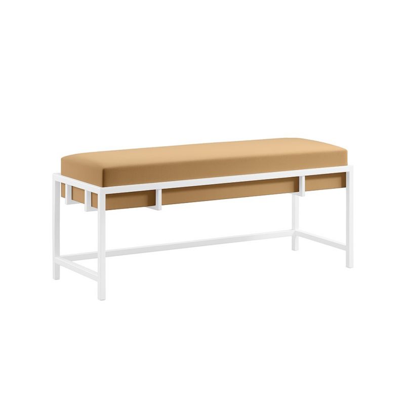 Ławka tapicerowana Bettso Lamo 80 cm nowoczesna w tkaninie royal velvet na białym stelażu ciemnobeżowy 1szt.