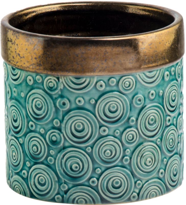 Osłonka doniczki 16 cm turkusowo-złota