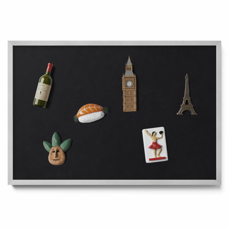 Tablica na magnesy z podróży Tulup 60x40 cm Kolor czarny w srebrnej ramie 1 szt.