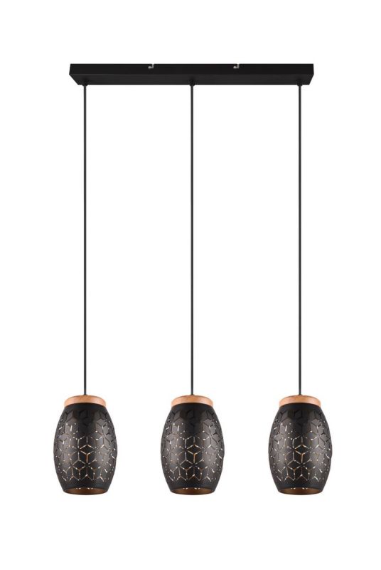 Lampa wisząca RL Bidar czarna wym: 150 x 71 x 15 cm 3xE27 x 1 szt.