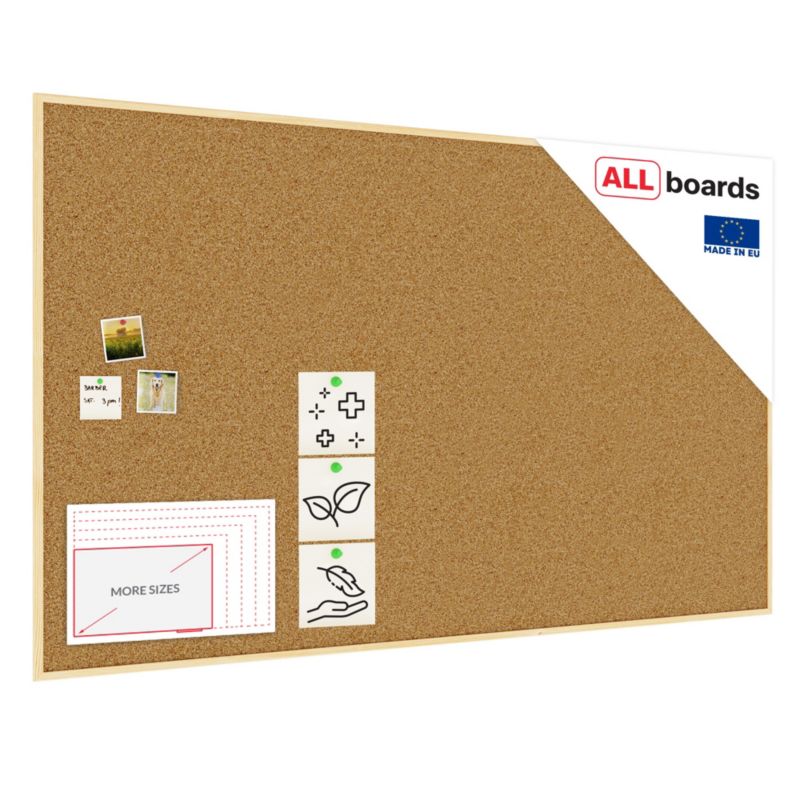 Tablica korkowa 200x120 cm ALLboards rama drewniana naturalna 1 szt.