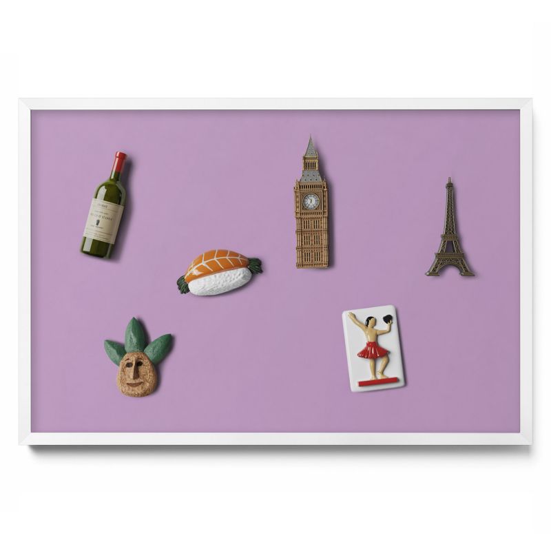 Tablica na magnesy z podróży Tulup 60x40 cm Kolor pastelowy fioletowy w białej ramie 1 szt.