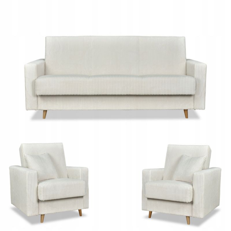 Zestaw mebli do salonu kanapa fotele Family Meble Rene szary 1szt