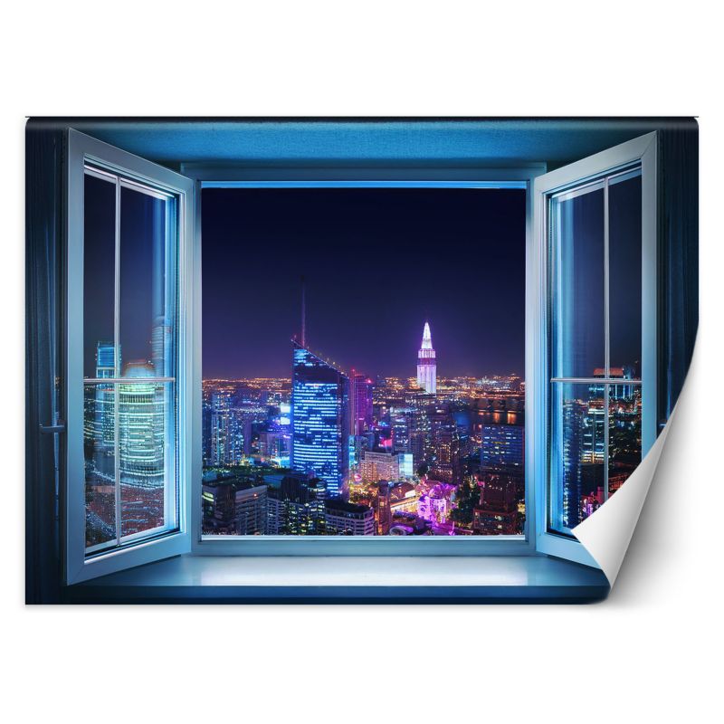 Fototapeta Feeby Widok z okna na miasto nocą 350x245 1 szt